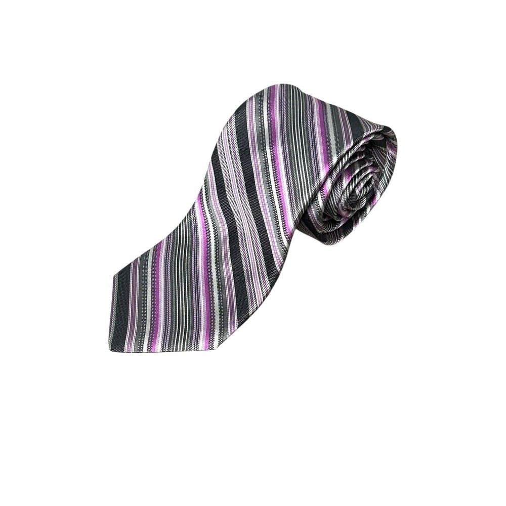 Ted Baker Men Silk Necktie USA Luxury Designer Tie Stripe Purple Classic Suit